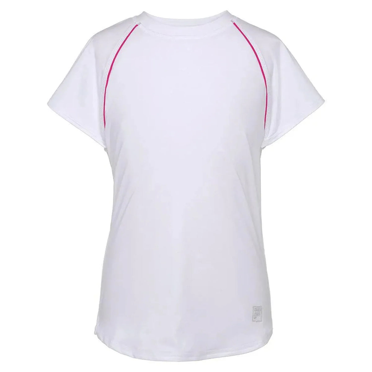 Girls' Essentials Short Sleeve Tennis Top-Apparel-Fila-108467-100_WHITEPK_GL-L_7d7da325-feb1-4f29-b8e1-8c10c0666286-Tennis Express