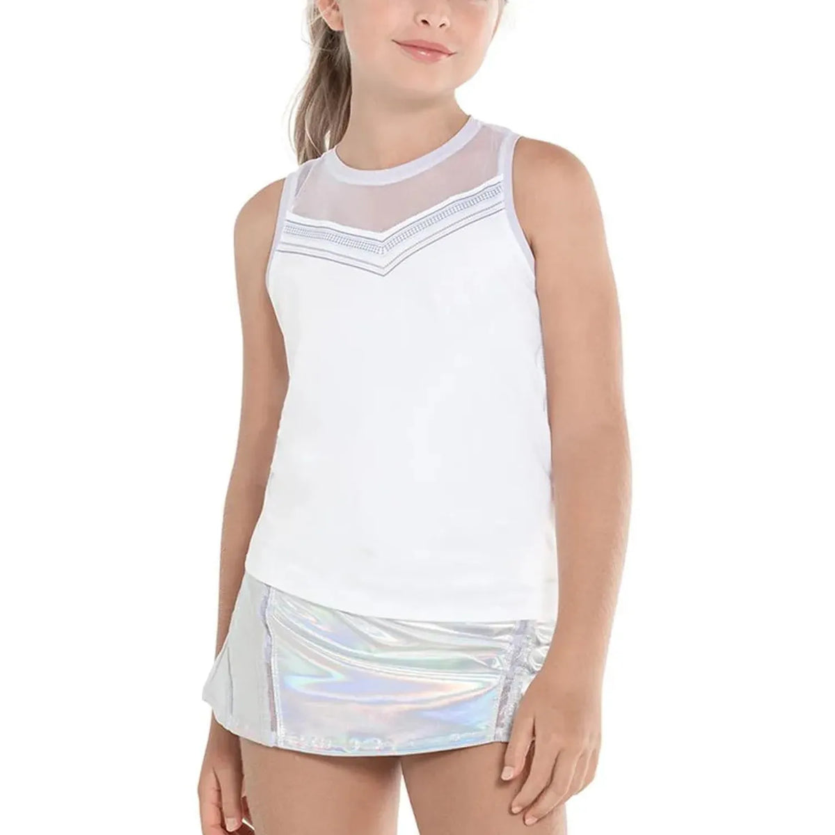 Girl's Ikat About It Tie Back Tennis Tank White-Apparel-Lucky In Love-108746-DEFAULT-L-Tennis Express
