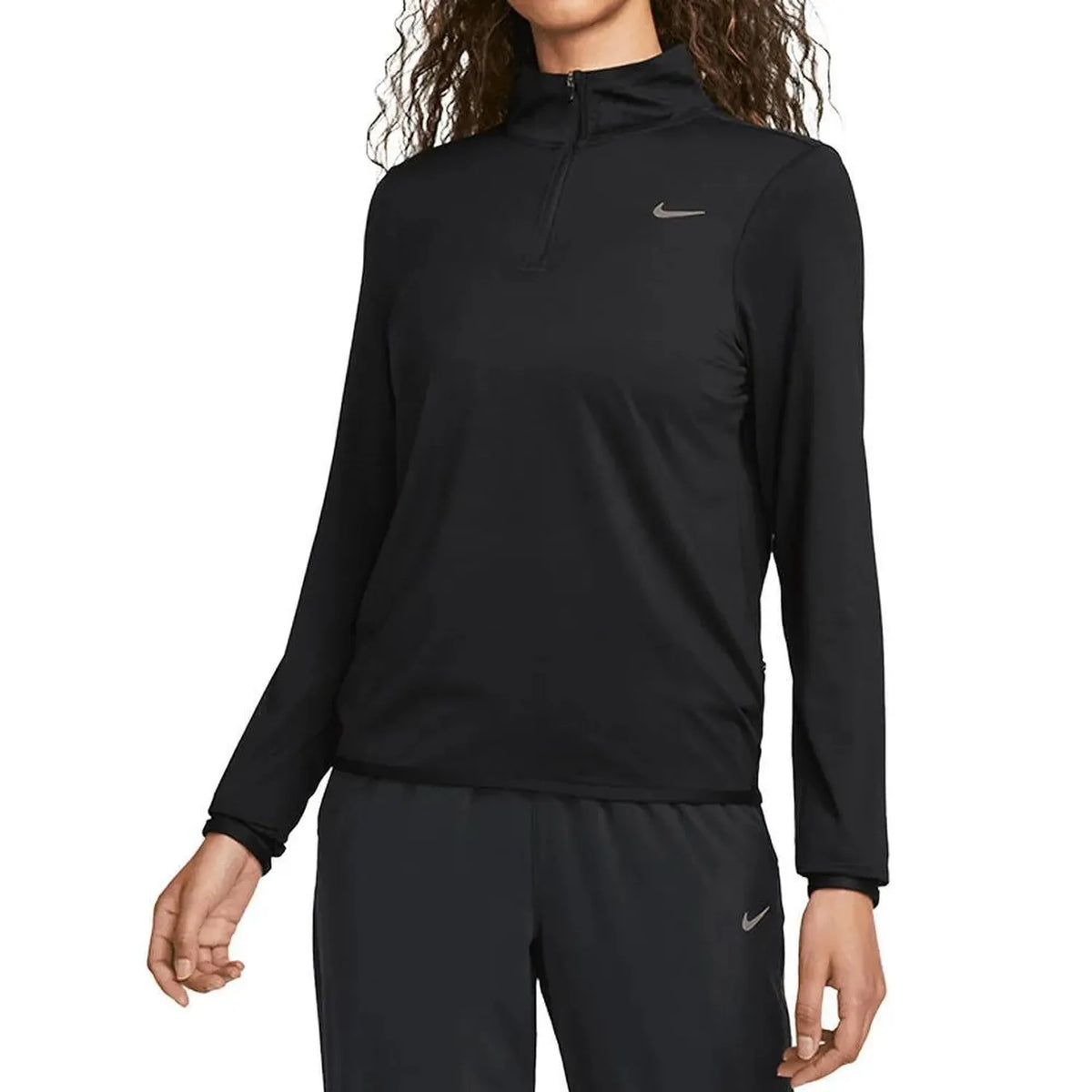 Women's Dri-Fit Swift Element UV 1/4 Zip Running Top-Apparel-Nike-109788-010_BLACK-L-Tennis Express