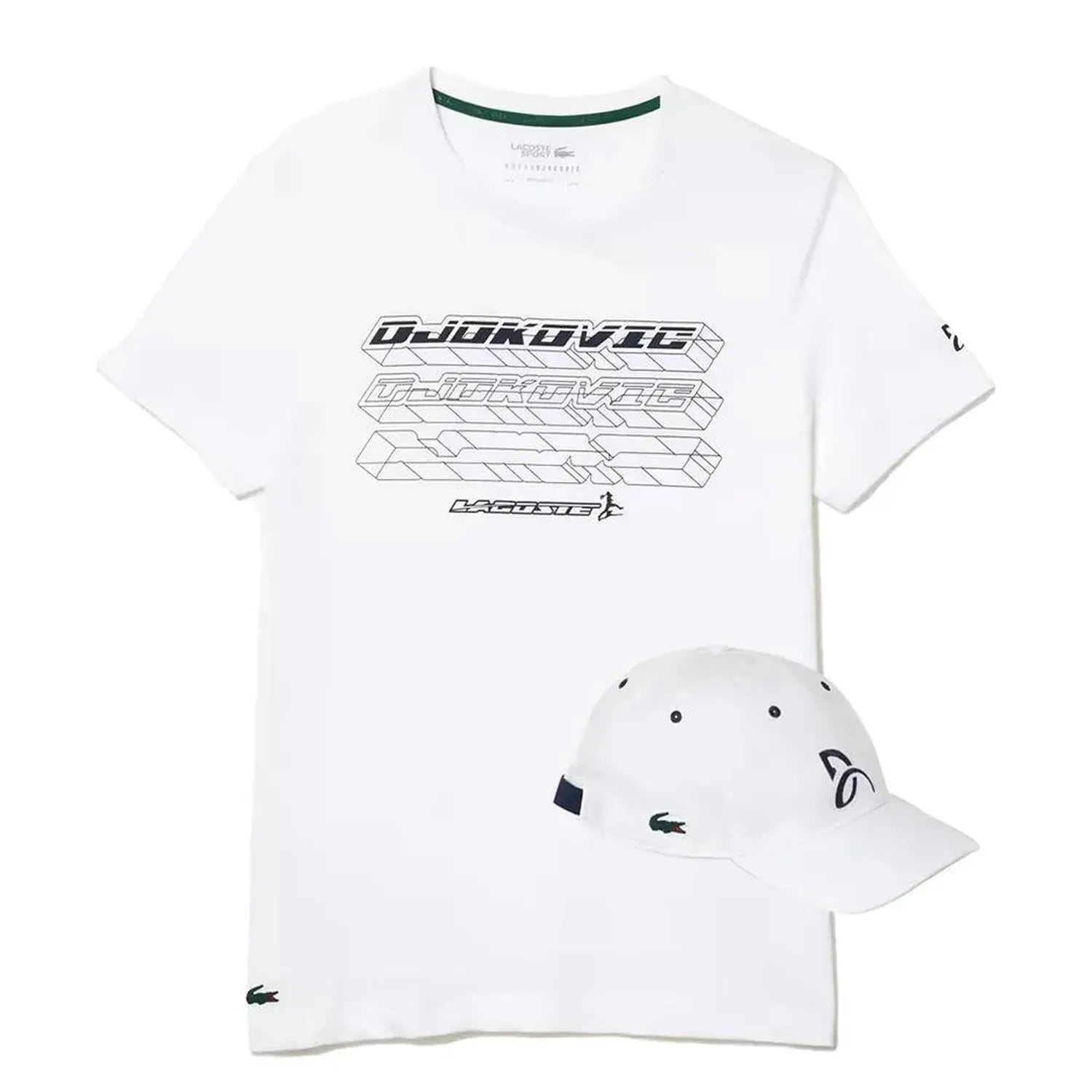 Men's Novak Djokovic Tennis T-Shirt/Cap Bundle-Apparel-Lacoste-110188-001_WHITE-L-Tennis Express
