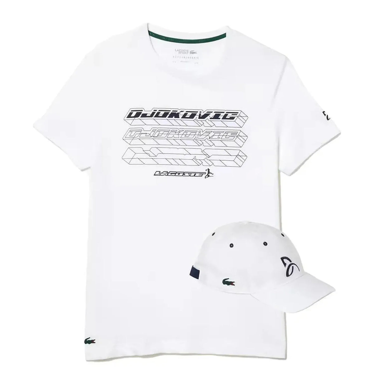 Men's Novak Djokovic Tennis T-Shirt/Cap Bundle-Apparel-Lacoste-110188-001_WHITE-L-Tennis Express