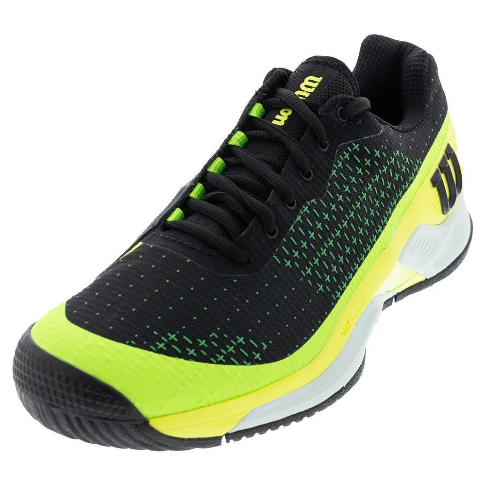 Men's Rush Pro Extra Duty Tennis Shoes Black and Safety Yellow-Footwear-Wilson-111311-DEFAULT-L-1-[Sku]-Tennis Express