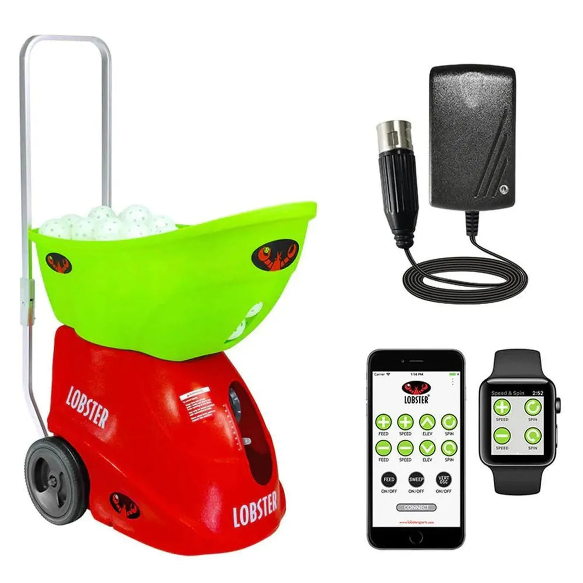 Pickle Two with 10-Function Wi-Fi Remote Control for Apple Ball Machine-Court Equipment-Lobster-111558-DEFAULT-L-Tennis Express