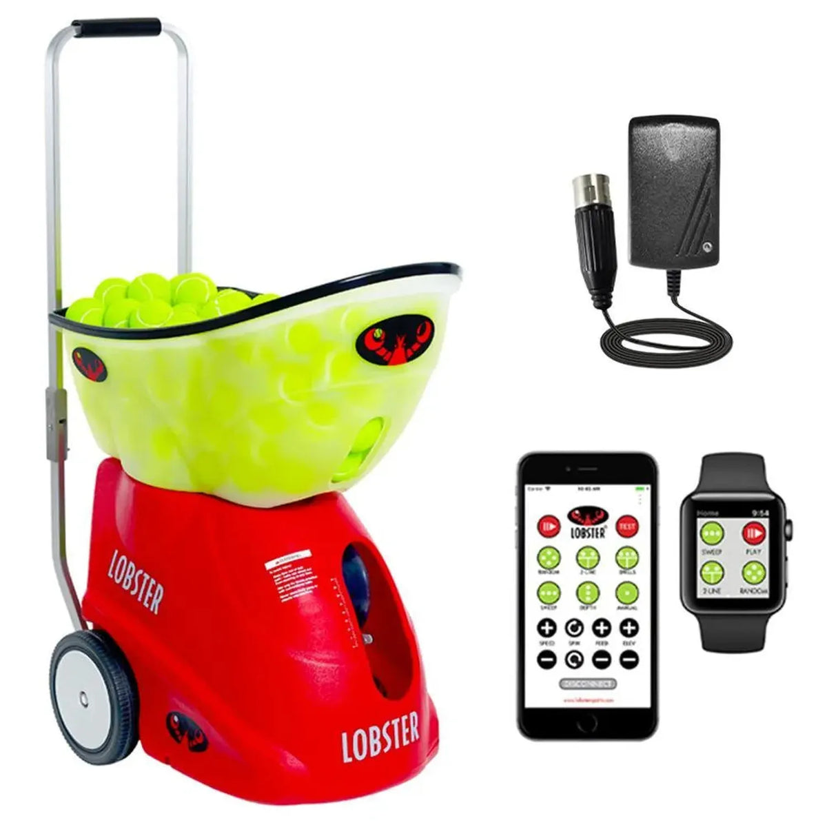 Elite Grand Five with 20-Function Wi-Fi Remote Control for Apple Ball Machine-Court Equipment-Lobster-111564-DEFAULT-L-Tennis Express
