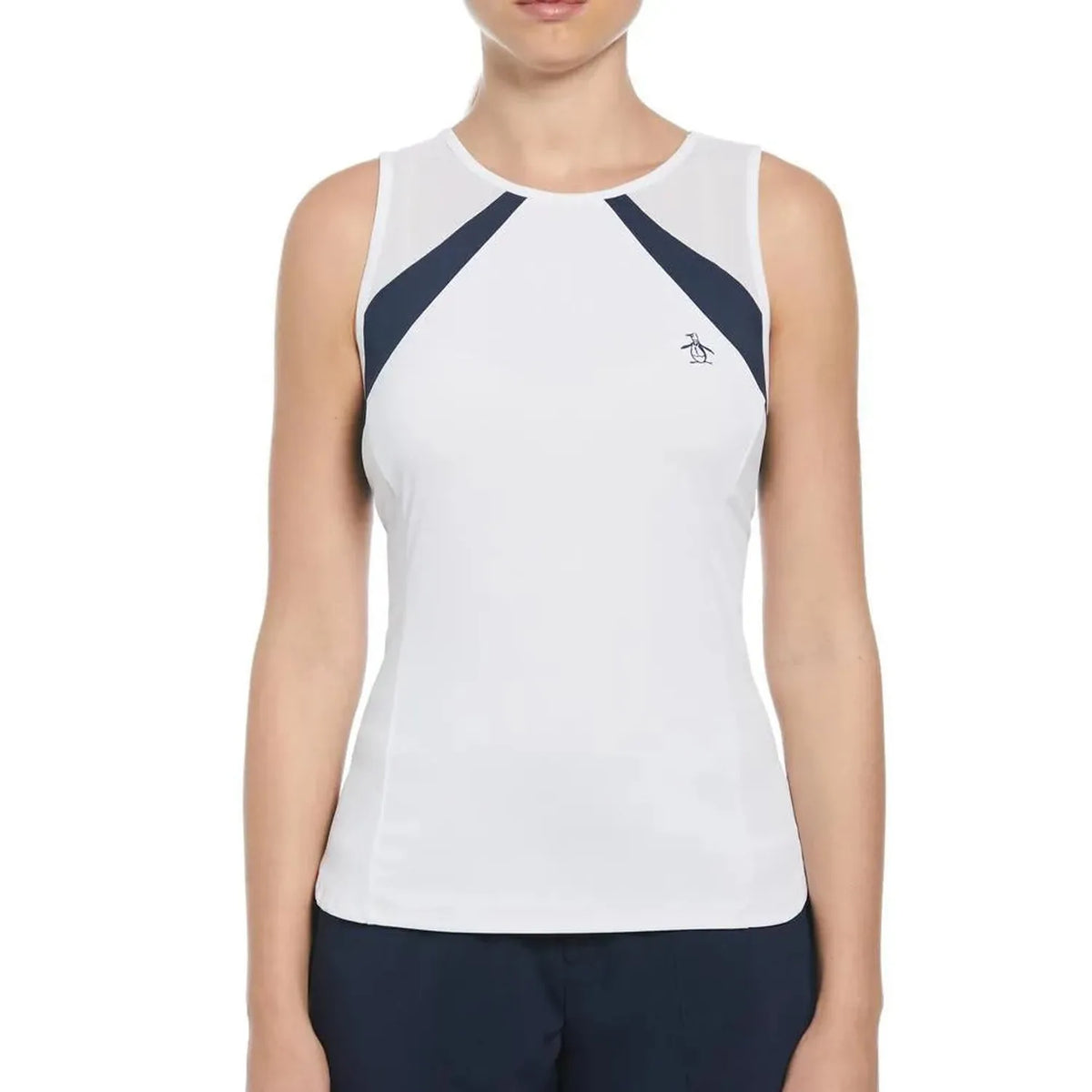 Women's Scoop Collar Block Tennis Tank-Apparel-Penguin-112218-118_BRIGHT_WHITE-L-Tennis Express