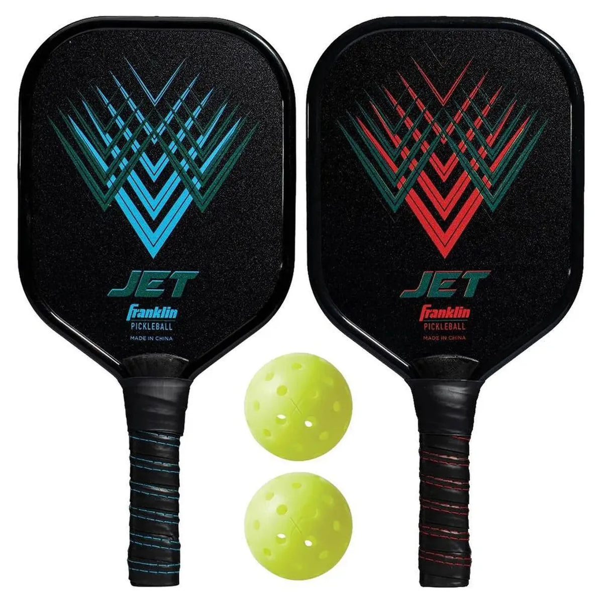 Jet Aluminum Pickleball Paddles and Balls 2 Player Set-Racquets-Franklin Sports-112312-DEFAULT-L-Tennis Express