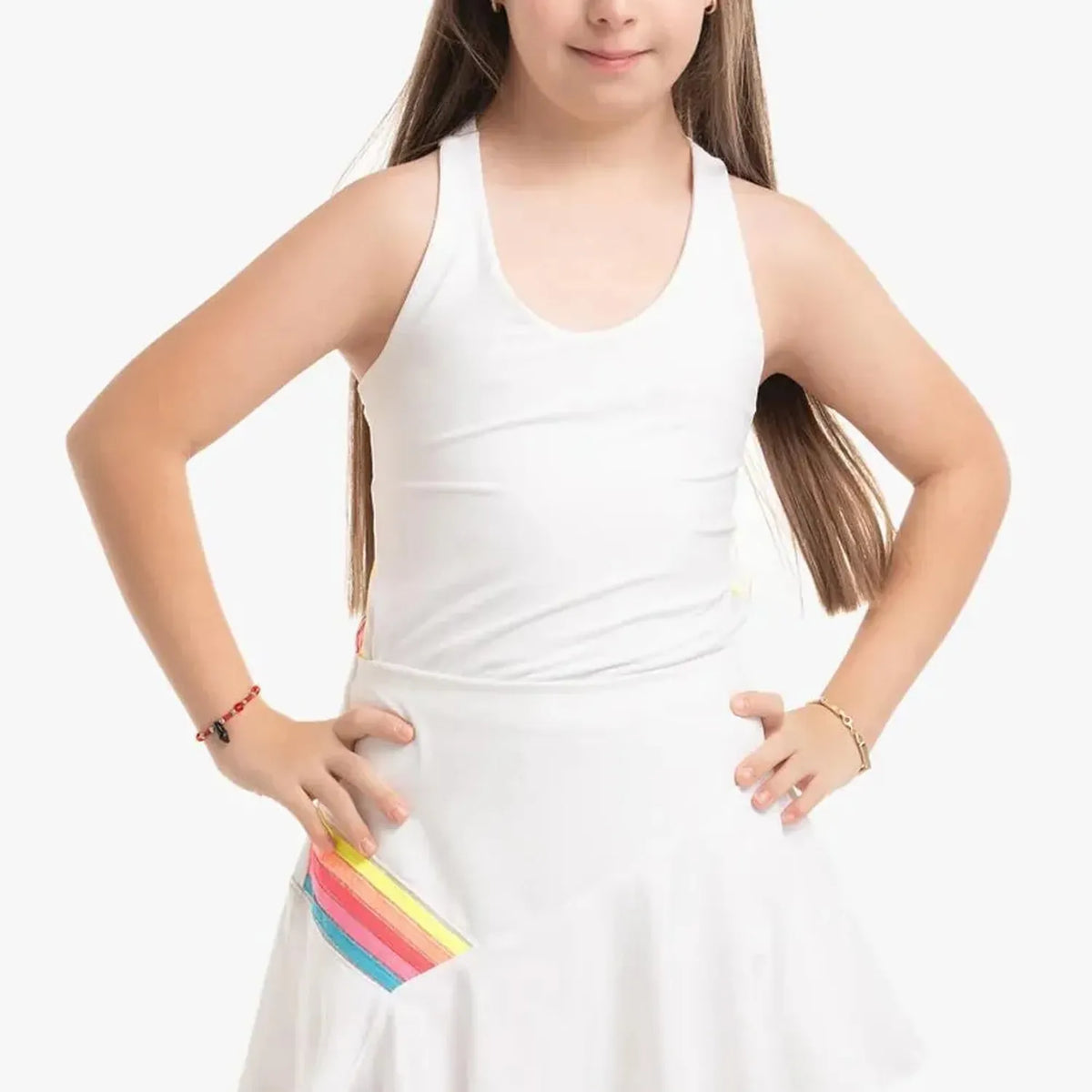 Girl's Prisma Stripe Tennis Tank Rainbow-Apparel-Lucky In Love-112405-DEFAULT-L-Tennis Express