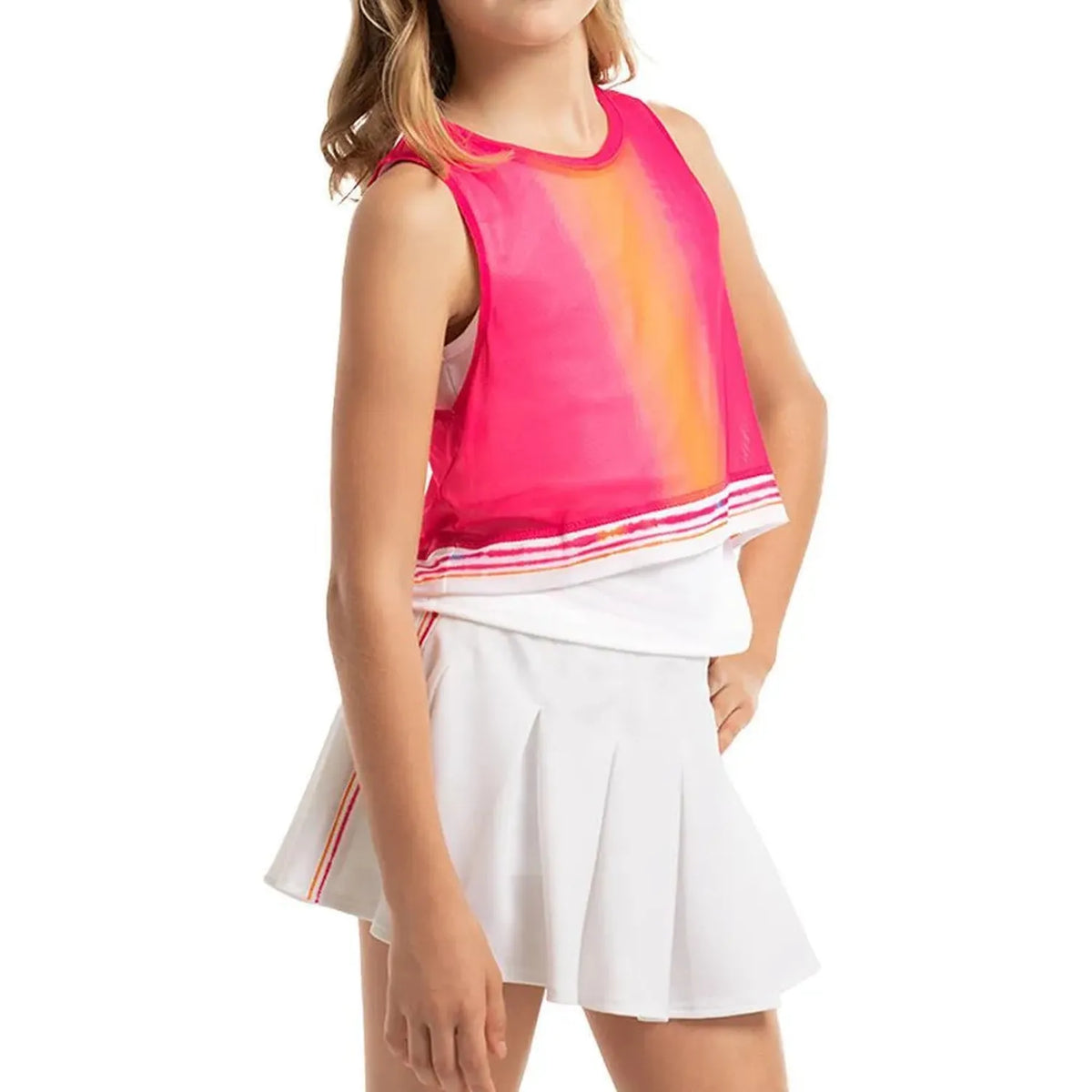 Girl's Shockin' Radiance Tennis Tank Shocking Pink-Apparel-Lucky In Love-112871-DEFAULT-L-Tennis Express