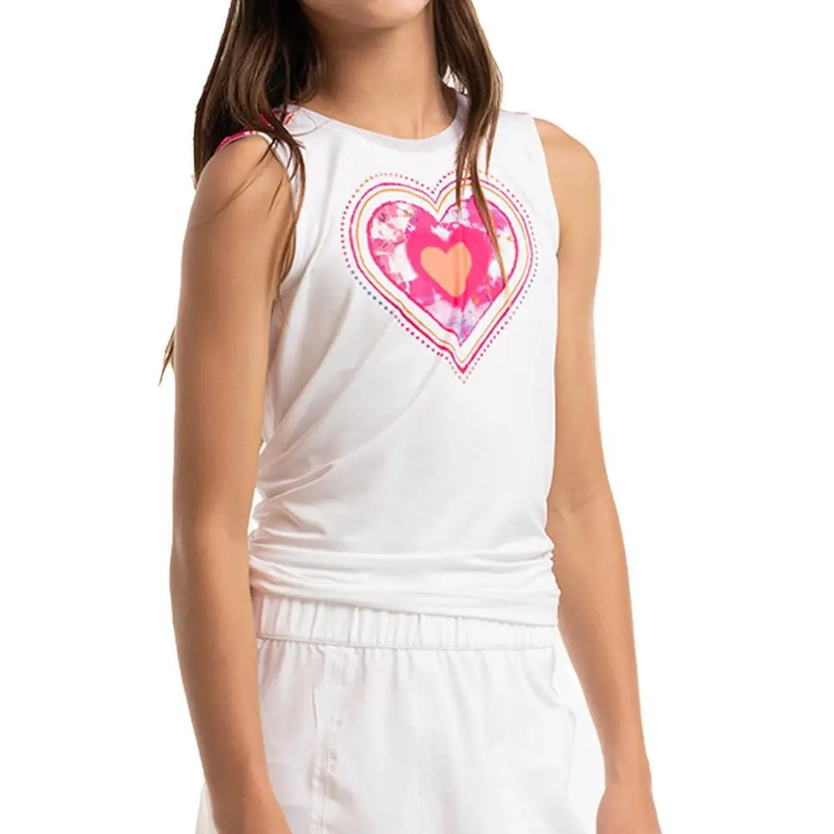 Girl's Shock N' Love Tie Back Tennis Tank White-Apparel-Lucky In Love-112872-DEFAULT-L-Tennis Express