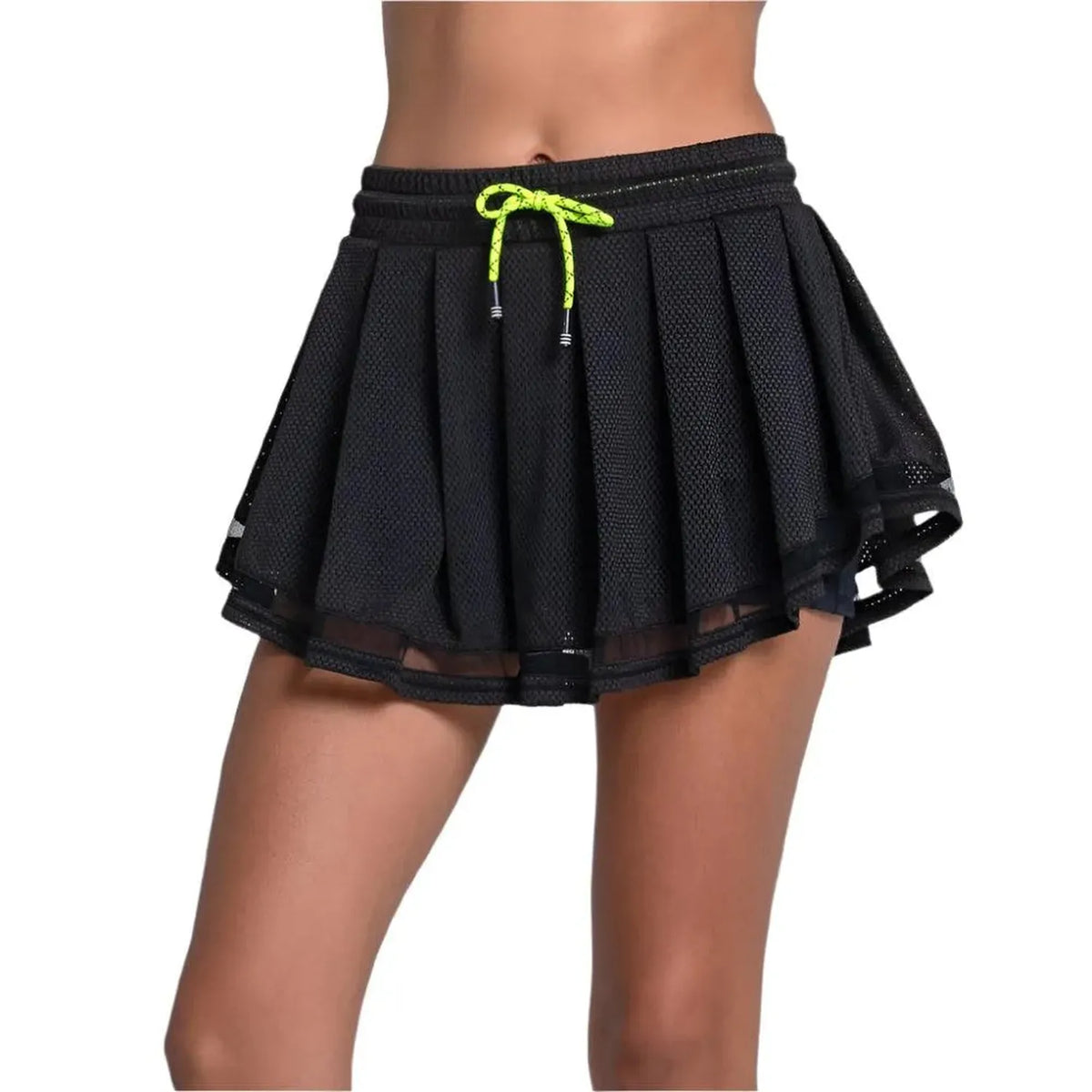 Women's High Waist Real Tulle Tennis Skort-Apparel-Lucky In Love-113179-001_BLACK-L-Tennis Express