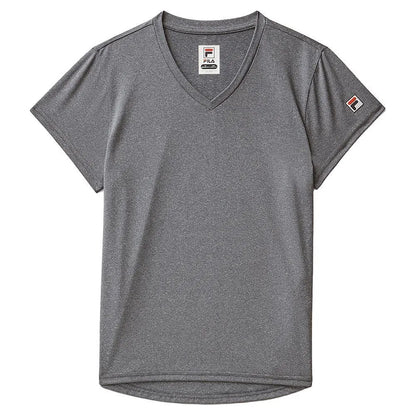 Girls Short Sleeve Performance Tennis Top-Apparel-Fila-113352-051_CHARCOAL_HEATHER-L-Tennis Express
