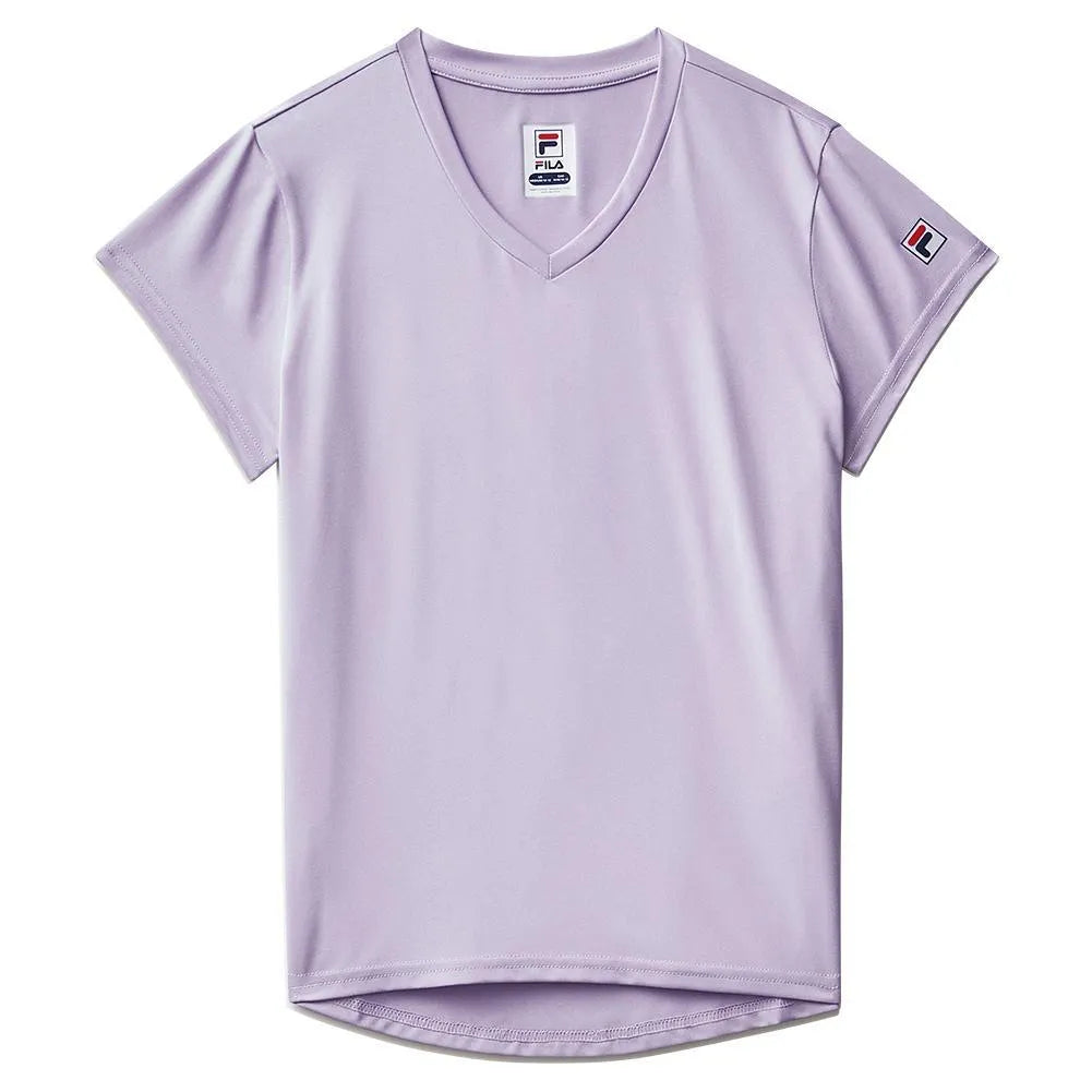 Girls Short Sleeve Performance Tennis Top-Apparel-Fila-113352-500_PETAL_HEATHER-L-Tennis Express