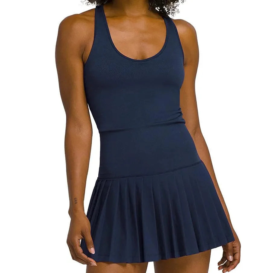 Women's Midtown Tennis Dress-Apparel-Wilson-113601-CLASSIC_NAVY-L-Tennis Express