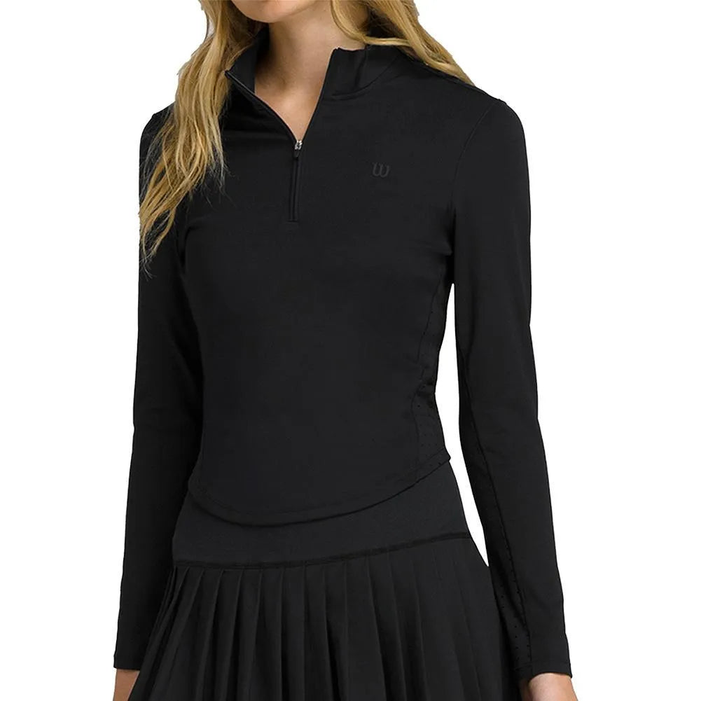 Women's Brentwood Half-Zip-Apparel-Wilson-113624-BLACK-L-Tennis Express