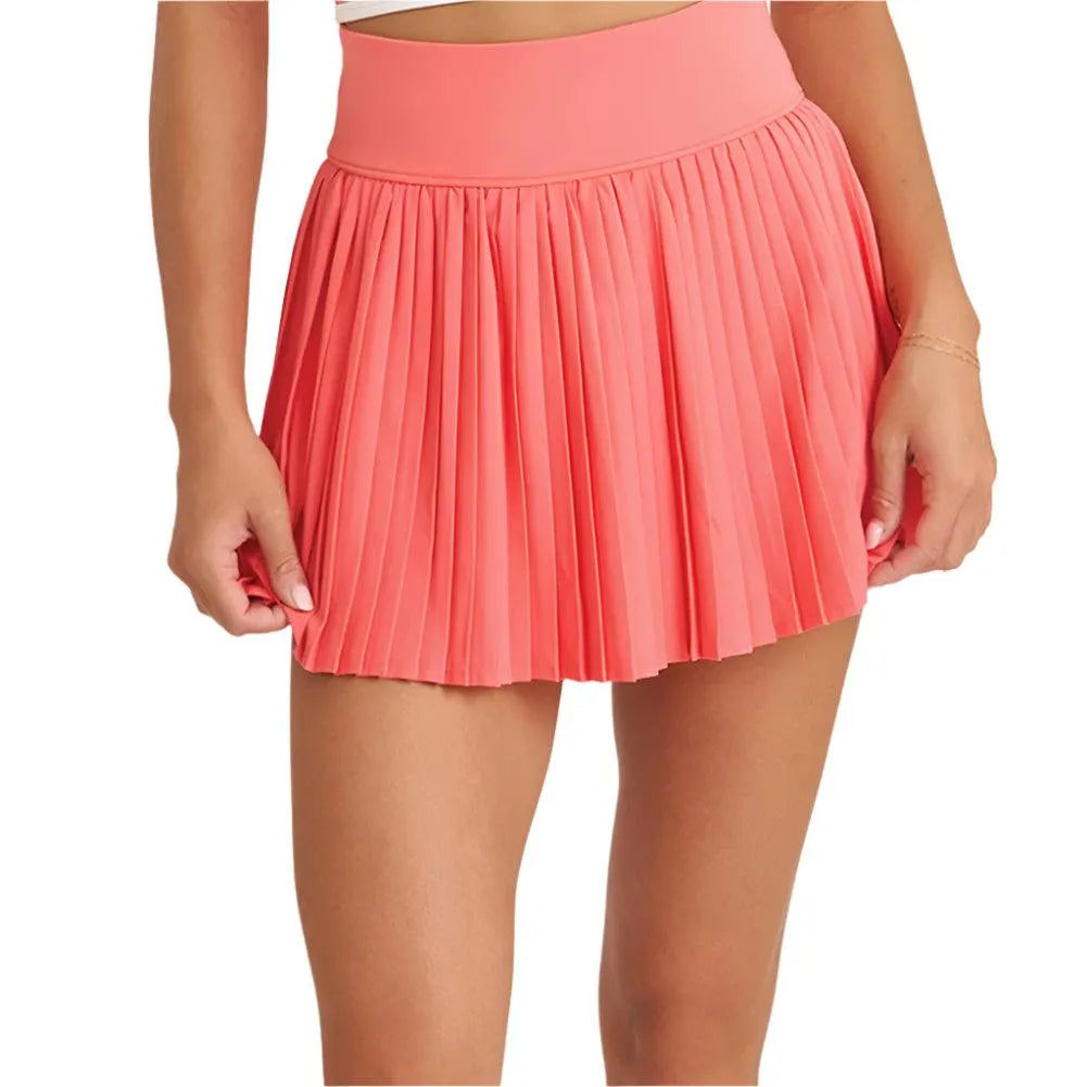 Women's 14.5 Inch Pleated Tennis Skort-Apparel-Thrive Societe-113644-FLAME-L-Tennis Express
