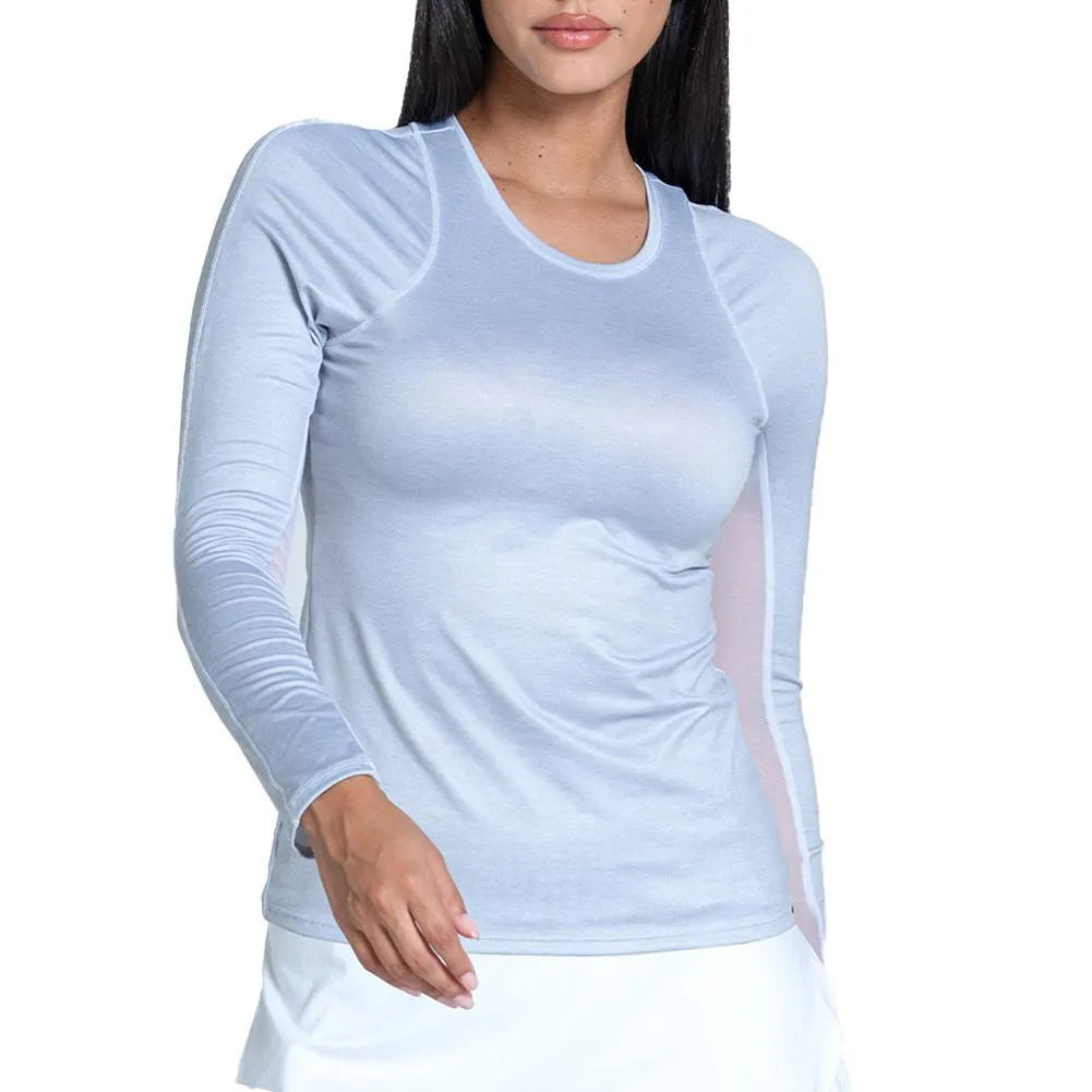 Women's LUV Breeze Long Sleeve Tennis Top-Apparel-Lucky In Love-113668-S49080_HT_GRAY-L-Tennis Express