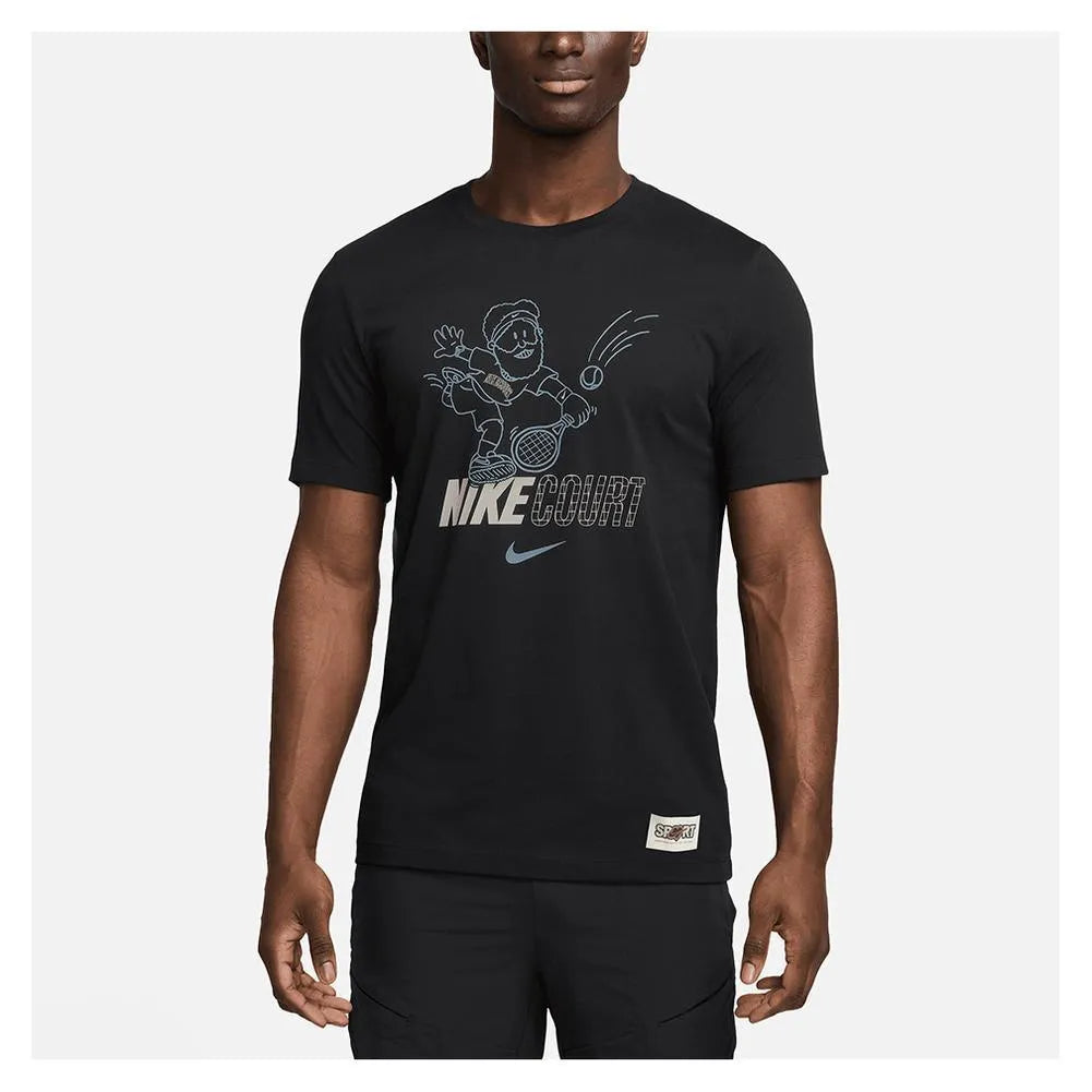 Men's Court Dri-FIT Tennis T-Shirt-Apparel-Nike-113720-010_BLACK-L-3-[Sku]-Tennis Express