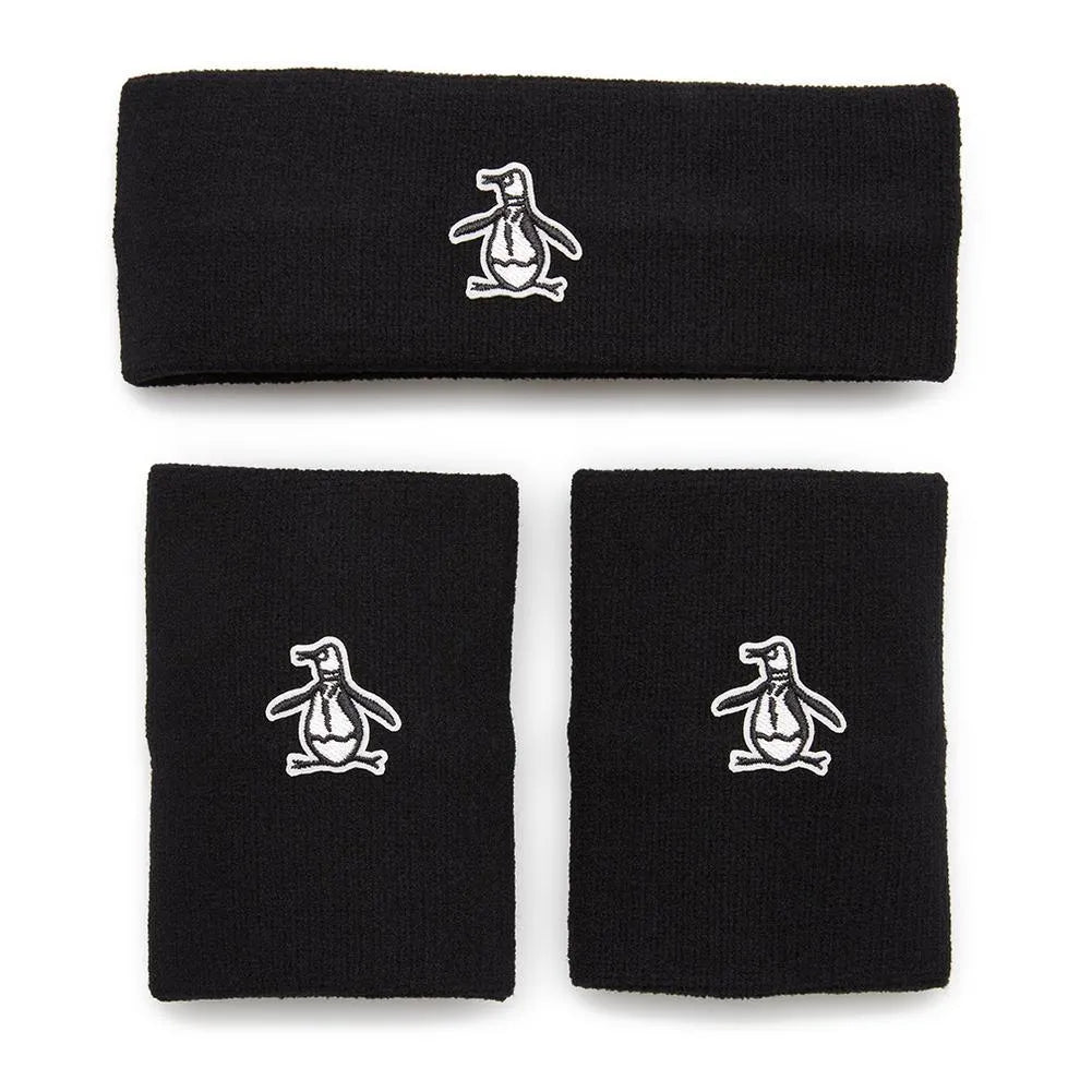 Men's Solid Head and Wristband Set-Accessories-Penguin-114232-001_CAVIAR-L-Tennis Express