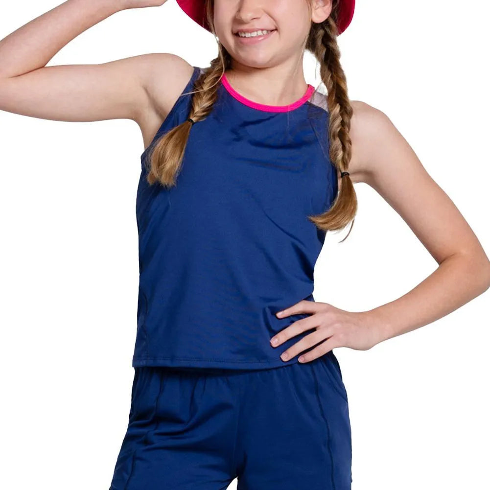 Girls' Shimmer Tennis Tank Blueberry-Apparel-Lucky In Love-115274-DEFAULT-L-Tennis Express