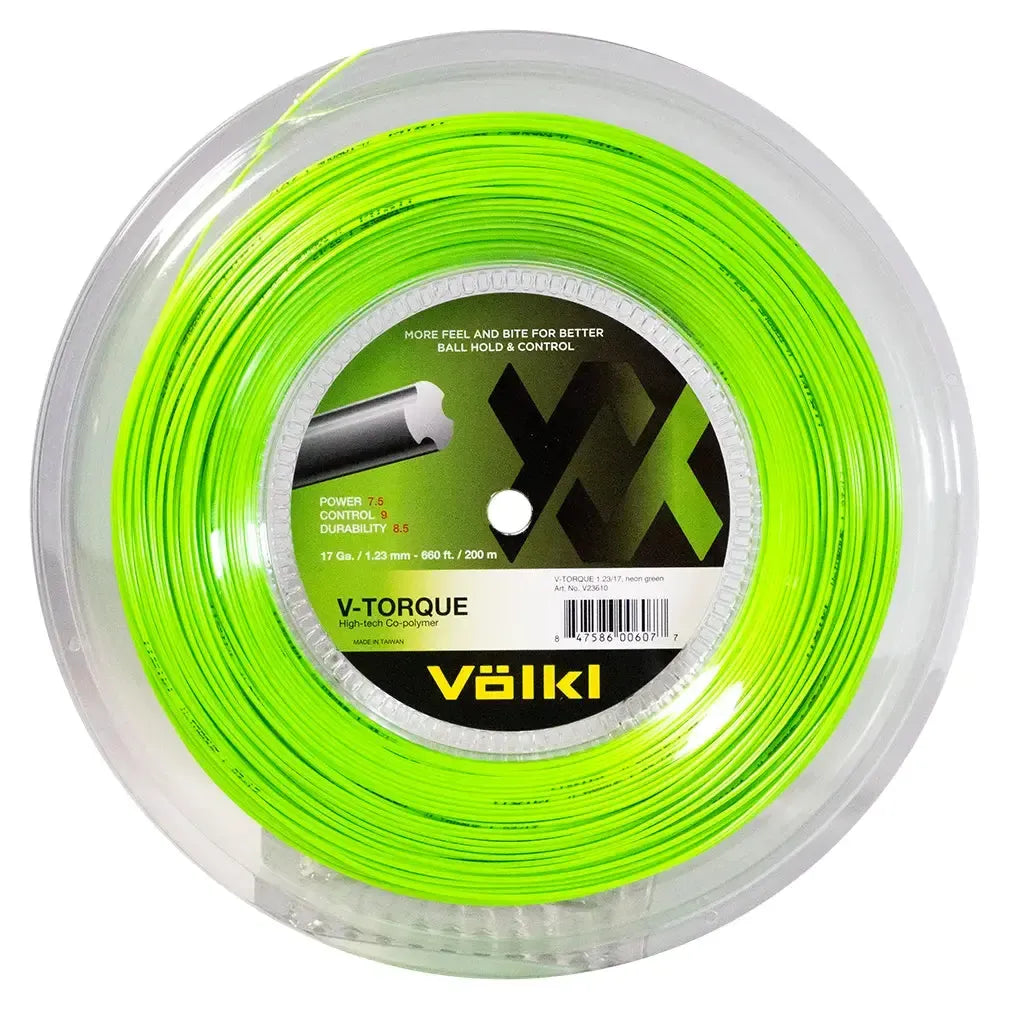 V Torque 17G Tennis String Reel Neon Green-Strings-Volkl-146150-1-Tennis Express