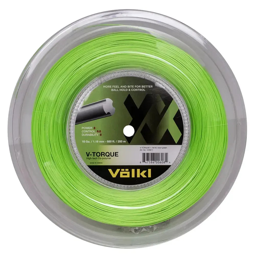 V Torque 18G Tennis String Reel Neon Green-Strings-Volkl-146151-1-Tennis Express