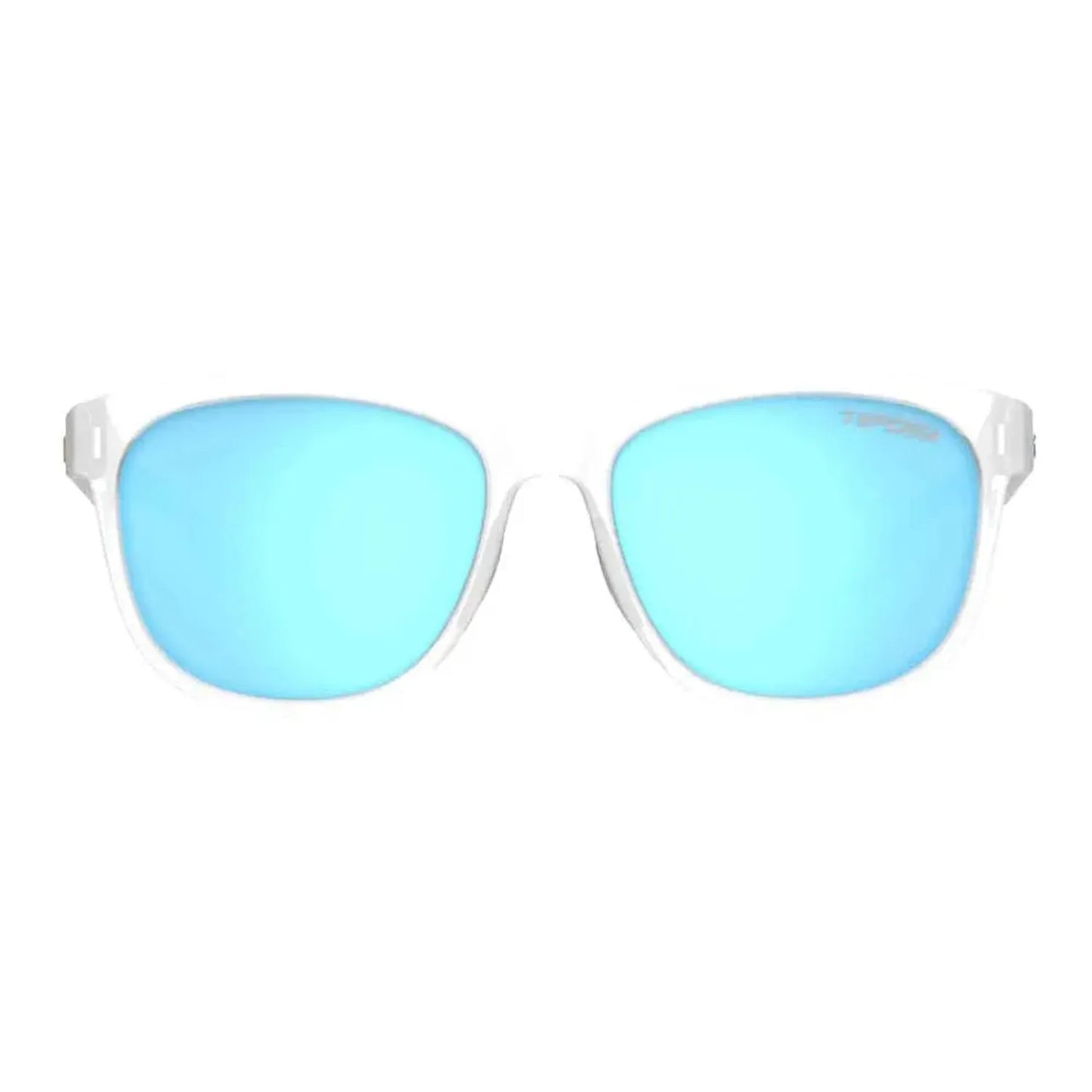 Swank Polarized Sunglasses Satin Clear with Clarion Blue Lenses