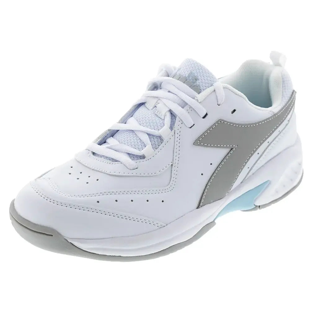 Juniors' S. Challenge 5 SL Tennis Shoes White and Silver-Footwear-Diadora-179102-C6103F25copy-Tennis Express