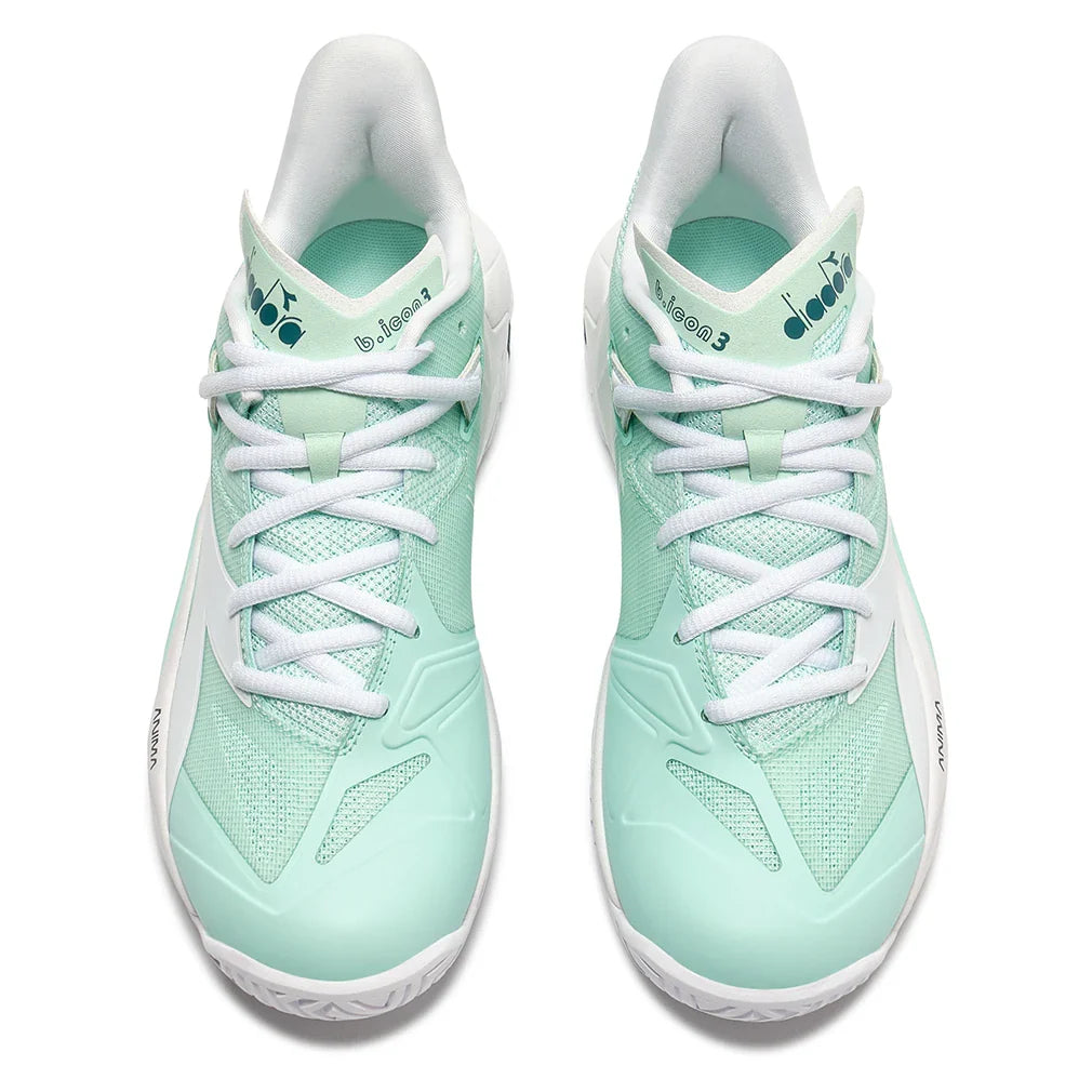 Womens B. Icon 3 AG Tennis Shoes Bay and White