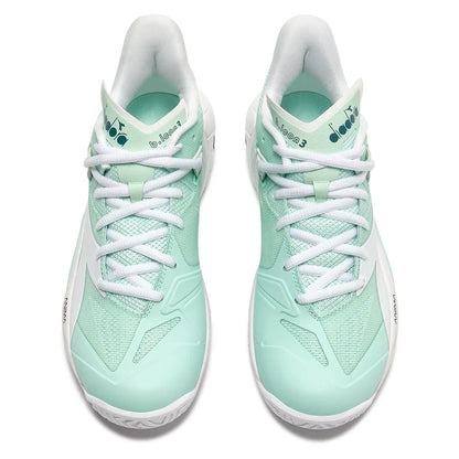 Womens B. Icon 3 AG Tennis Shoes Bay and White