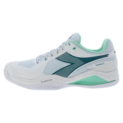 Men's Blushield Torneo 3 Clay Tennis Shoes White and Shaded Spruce