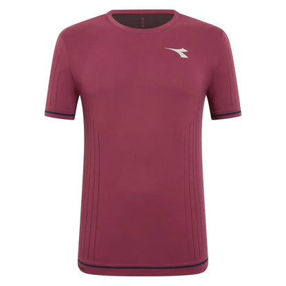 Men's Short Sleeve Icon Stratouno Tennis Top Maroon Banner