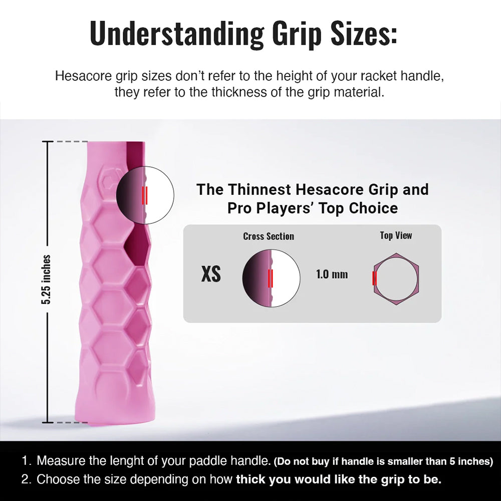 Hesacore Pickleball Grip - 5.25 Inches Long - Regular Feel - Pink