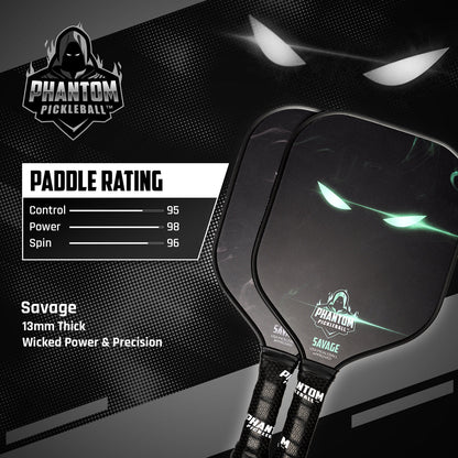 Phantom Pickleball Paddle Savage 13mm & Cover