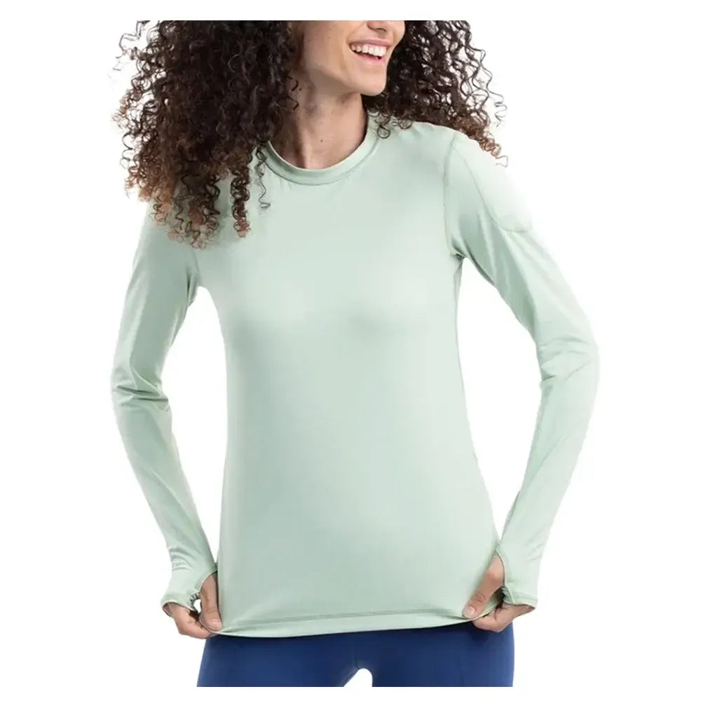 Women`s 24/7 Long Sleeve Tennis Crew-Apparel-BloqUV-2001-BBB-Sage-Tennis Express