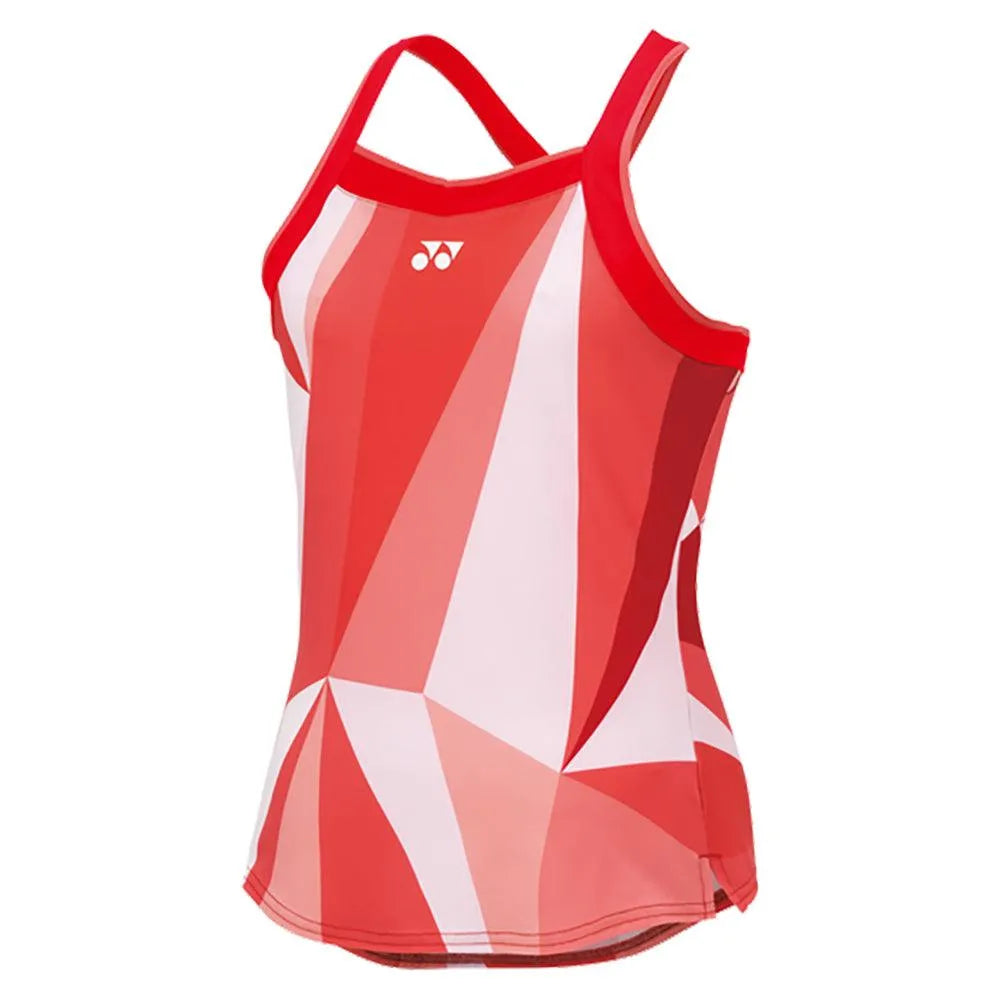 Women's Pattern Tennis Tank Top Tango Red-Apparel-Yonex-20827TR-S25-Tennis Express