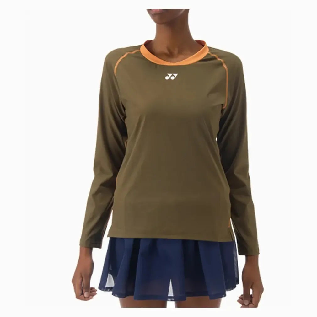 Women's Tournament Long Sleeve Tennis Top Oil Brown-Apparel-Yonex-20840OBR-F25-Tennis Express