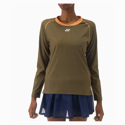 Women's Tournament Long Sleeve Tennis Top Oil Brown-Apparel-Yonex-20840OBR-F25-Tennis Express
