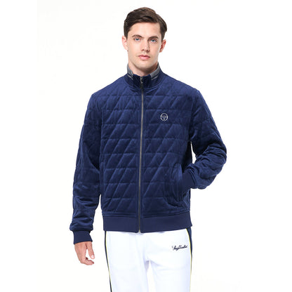 Sergio Tacchini Redi Quilted Velour Bomber Jacket - Maritime Blue