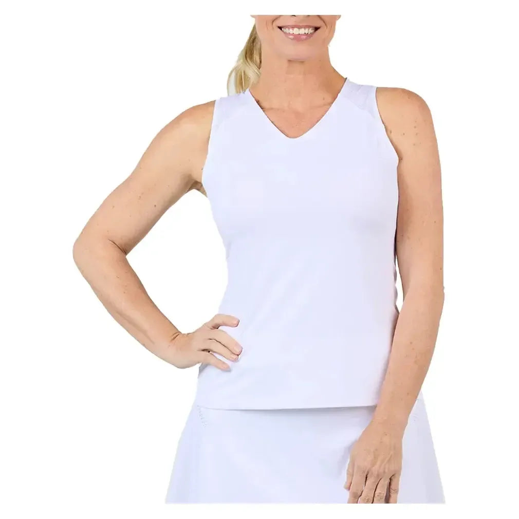 Women's Tennis Tank White-Apparel-Sofibella-2327TRE-WHTU25_ff626a11-ca15-47c7-ab1d-0abb15926325-Tennis Express