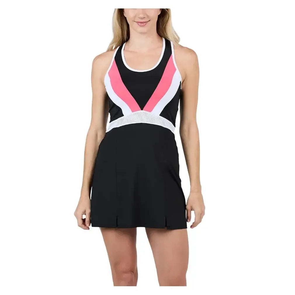 Women's Tennis Dress Black and Amore-Apparel-Sofibella-2347AMR-BLKF25-Tennis Express