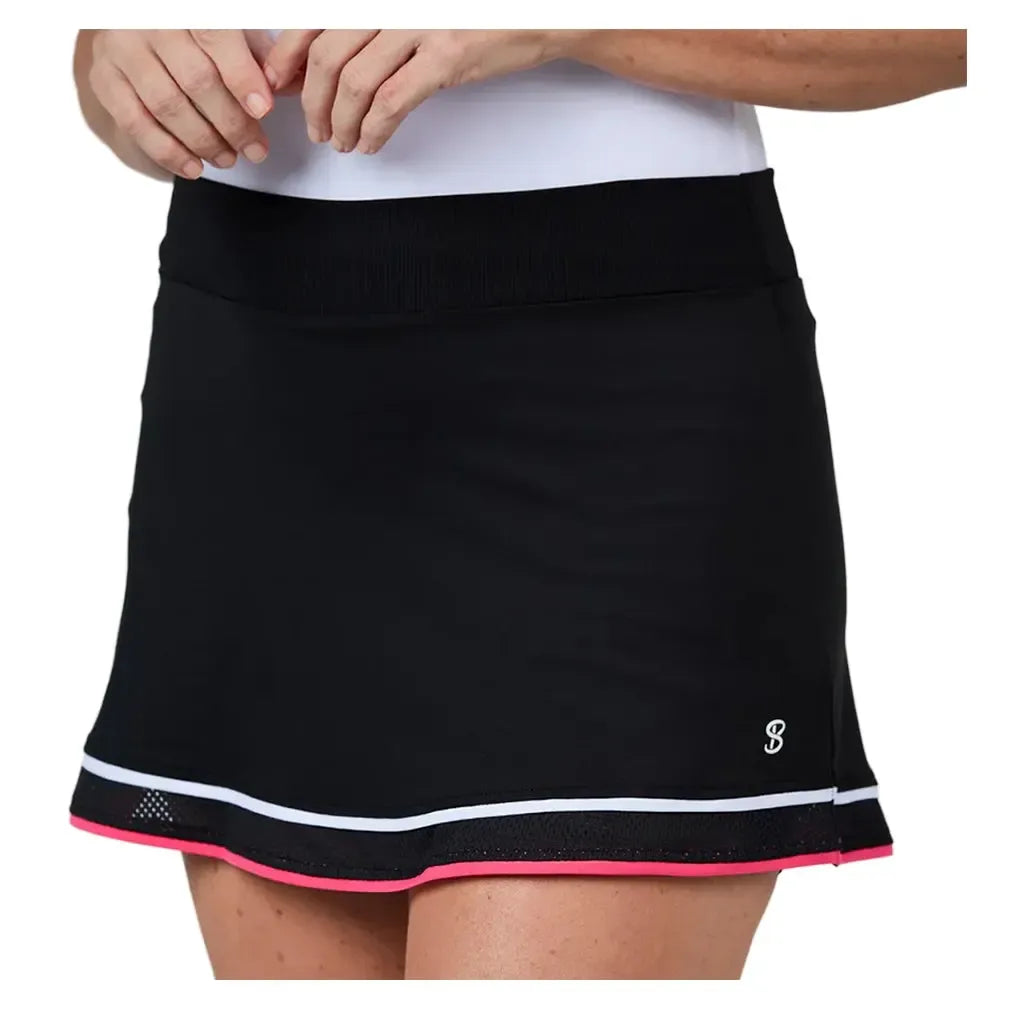 Women's 13 Inch Tennis Skort Black-Apparel-Sofibella-2348AMR-BLKF25-Tennis Express