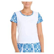 Women's Short Sleeve Tennis Top White and Sandra Tiles-Apparel-Sofibella-2389MSA-WHTU25-Tennis Express