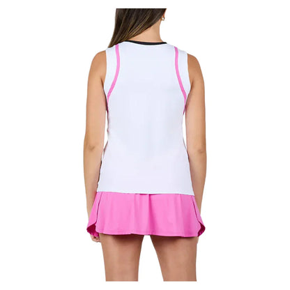 Women's Style Icons Full Tennis Tank White and Super Pink