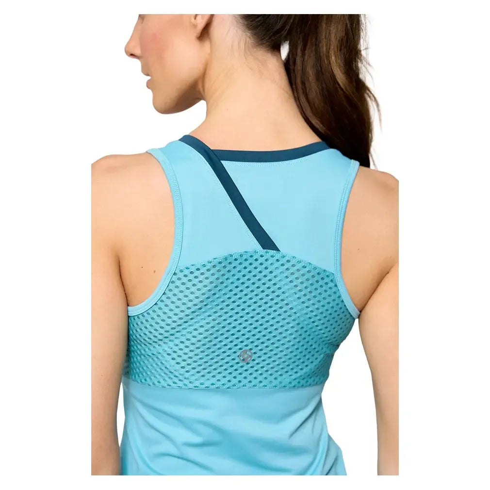 Women's Peek Tennis Tank Tiffany Blue and Peacock