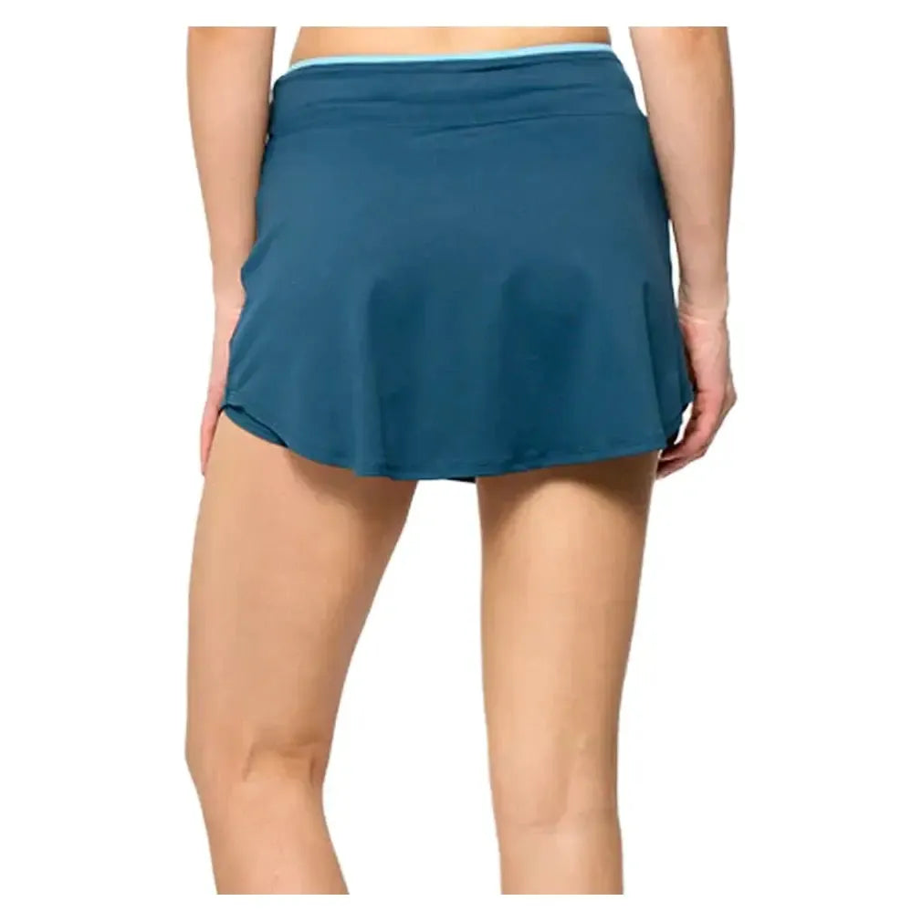 Women's Pop 13 Inch Tennis Skort Peacock and Tiffany Blue