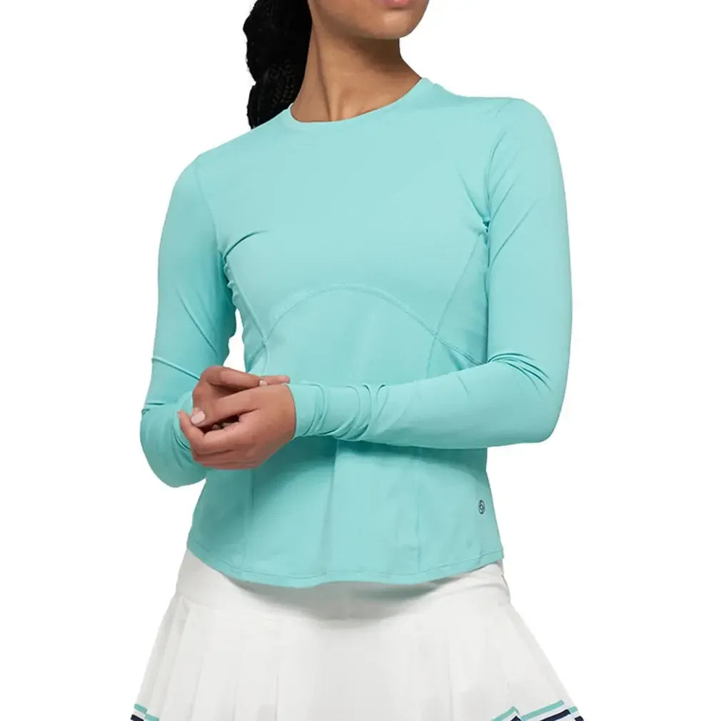 Women's Solar Titan Long Sleeve Tennis Top Aquamarine-Apparel-Lija-25S-1945EU25-Tennis Express