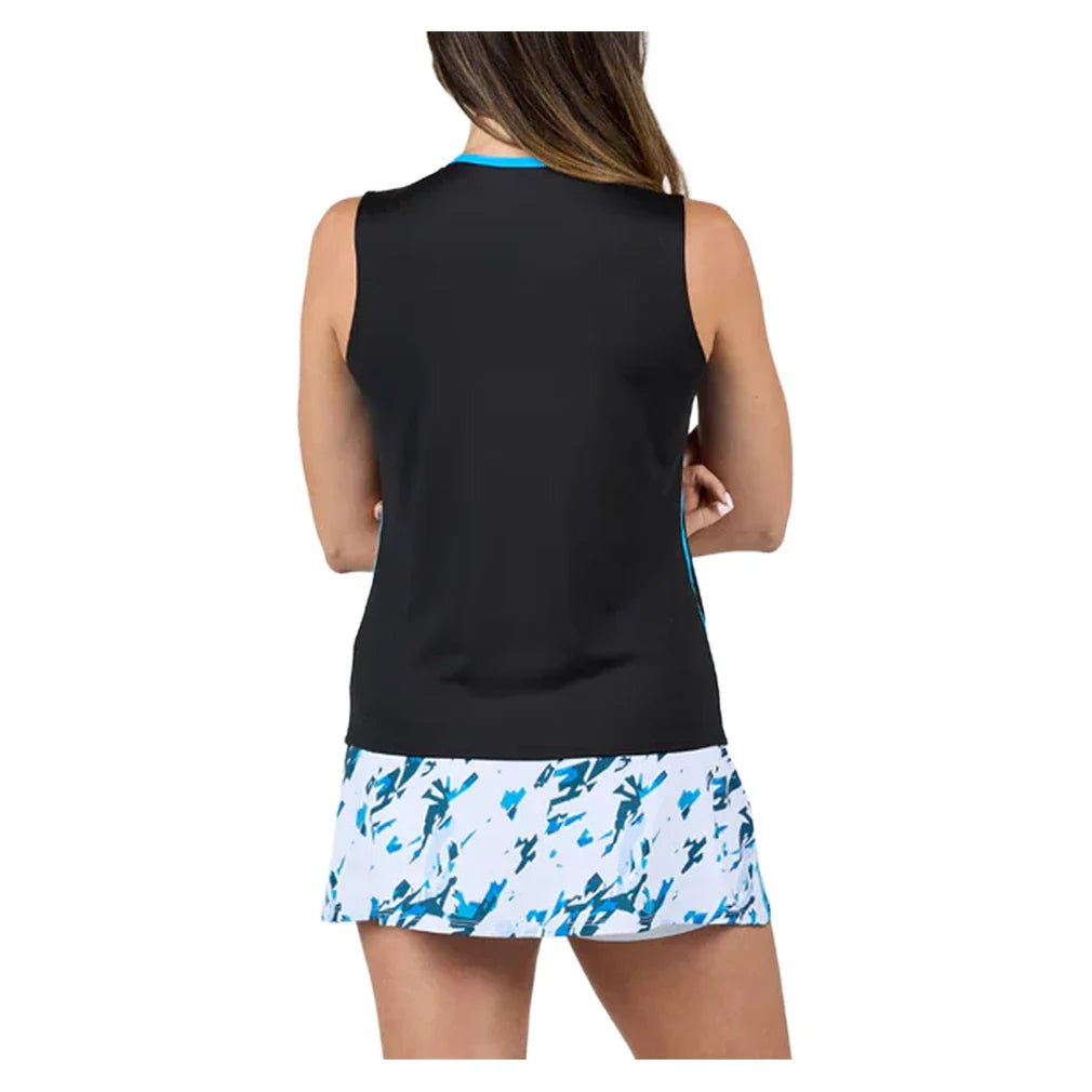 Women's Electric Blue Tennis Tank Black
