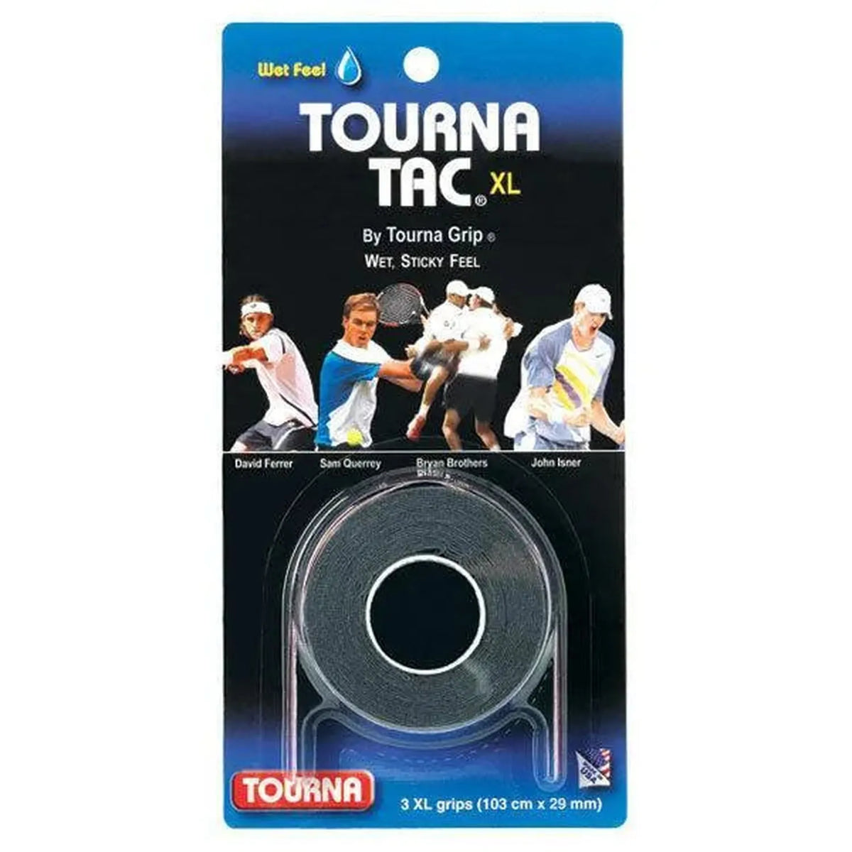Tac XL 3 Pack Black Tennis Overgrips-Accessories-Tourna-29762-DEFAULT-L-Tennis Express
