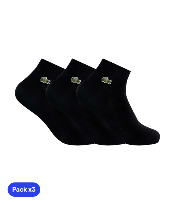 Socks Lacoste Cortos Negro (Pack x3)