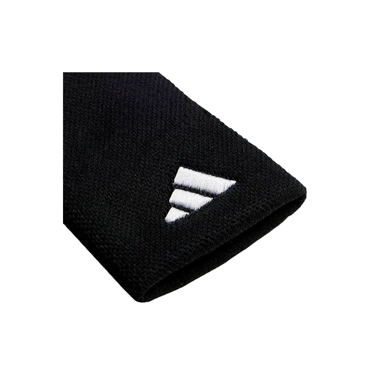 Wristband Adidas Largas Negro Logo Pequeño 2025 (Pack x2)